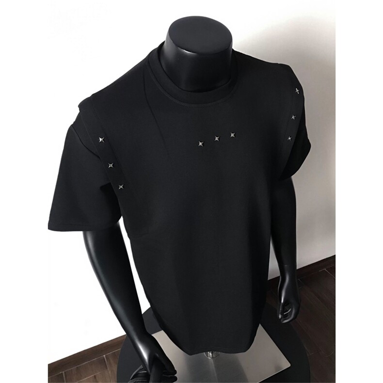 网图有货高级感小众设计夏季宽松假两件铆钉机能T恤男女A435-P48，男装T恤，星座1505