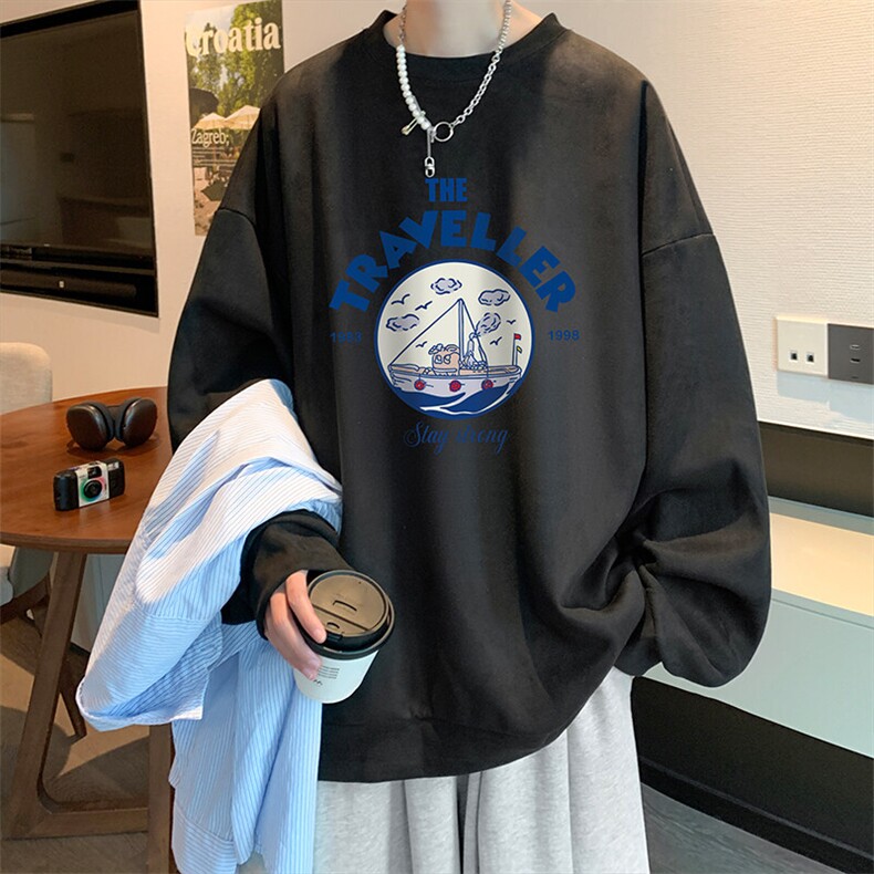 麂皮绒卫衣男大码重磅长袖t恤男JW81410-P35,男装T恤,电商A040