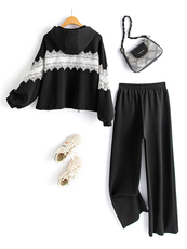 水衣源2788款时尚运动休闲连帽镶色套装女，女装运动套装，水衣源