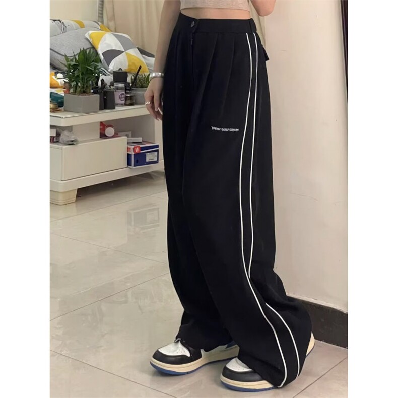 2025新款宽松休闲裤男韩版潮流百搭裤子夏季薄款坠感阔腿拖地长裤，男装休闲裤，四季星座505