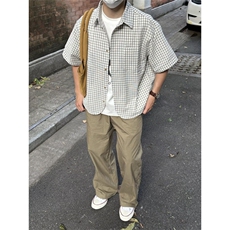 夏季新款日系复古短袖衬衫男女休闲宽松设计感衬衣潮CA153-P42，男装T恤，星座208-5