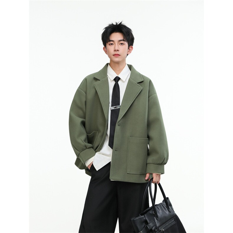 高级感韩系短款毛呢大衣风衣外套潮504-F12-P75（加绒P95控128），男装风衣，星座504