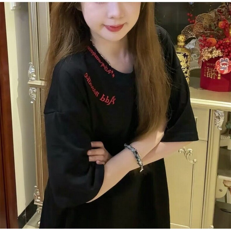 重工刺绣~美式潮牌纯棉短袖t恤夏季情侣装设计感小众男女装上衣图片