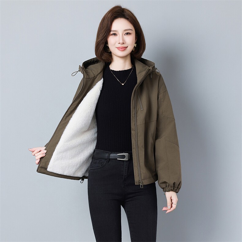 2025年冬季新品热销款加绒加厚保暖洗水做旧派克服加厚长袖2595款,女装派克服,秋牧寒烟