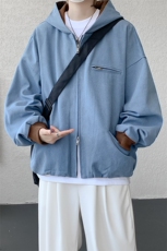 8XL-M美式复古撞色连帽水洗夹克男高级感做旧情侣外套JK1327P88，男装夹克，电商D206-1