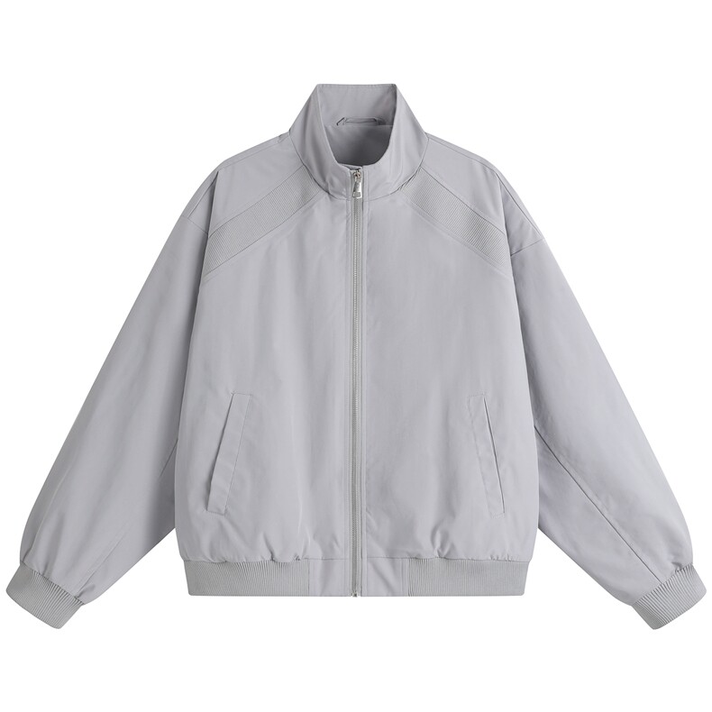 JK008平铺白底春装拼接工装立领夹克聚酯纤维(M-5XL)TP35,男装夹克,电商A088