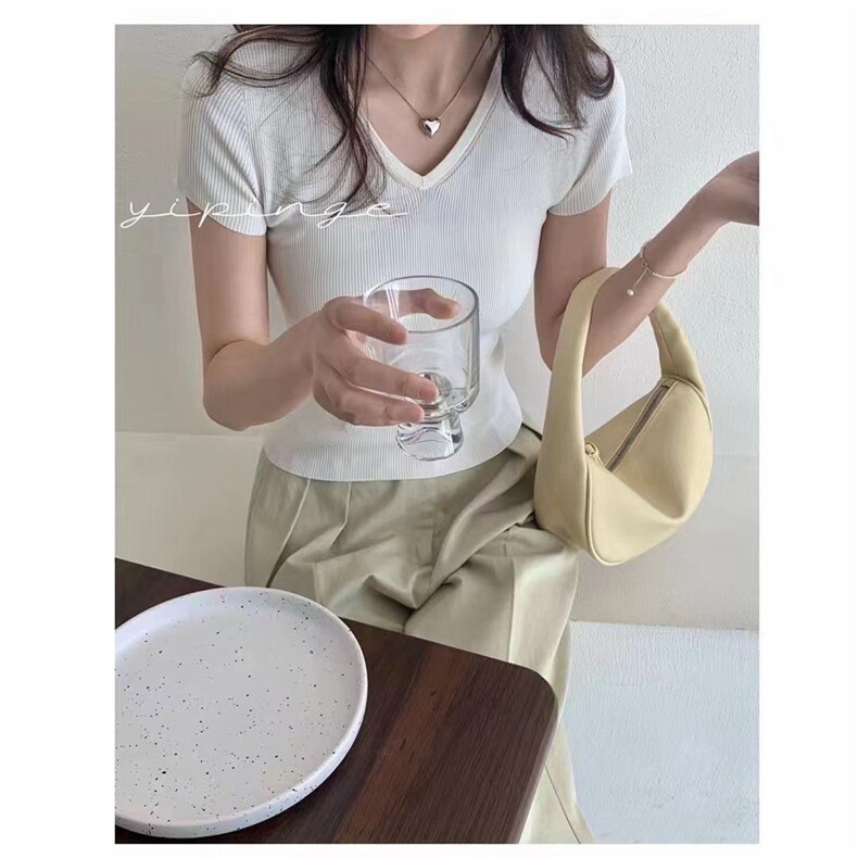 99088冰丝V领短袖,女装其它,搜尚
