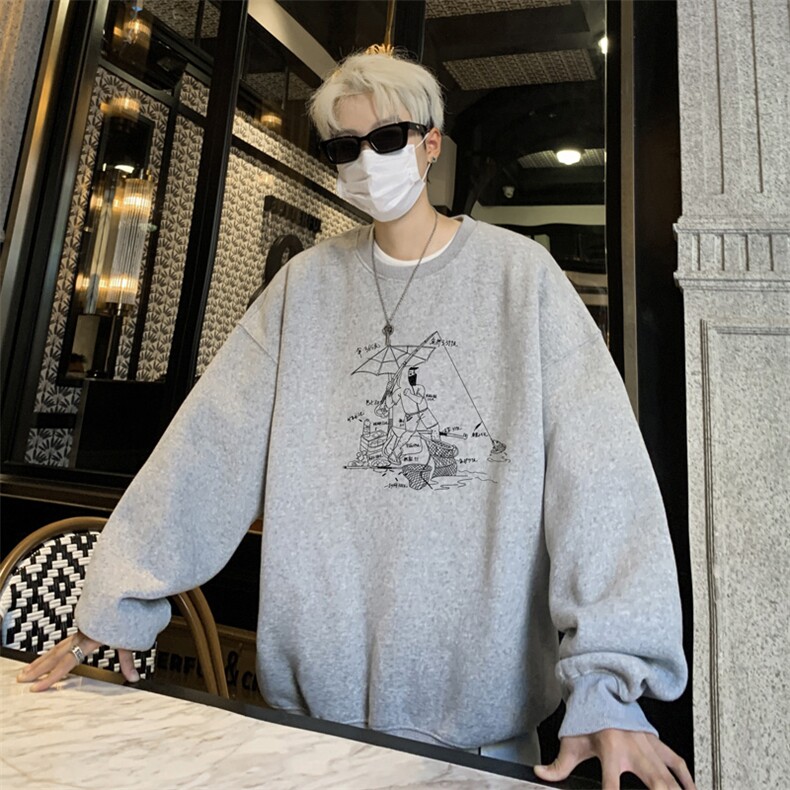 ！圆领卫衣男装港风长袖t恤男外套男WY533-特P23,男装T恤,电商B371