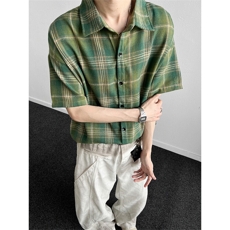 短袖格子衬衫6604特P32,男装T恤,电商A309
