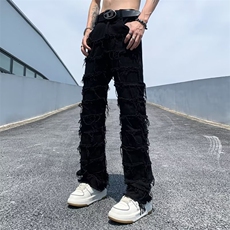美式牛仔裤男韩版潮流高街帅气痞子2026夏季新款isn长裤RK349-P50，男装牛仔裤，星座412