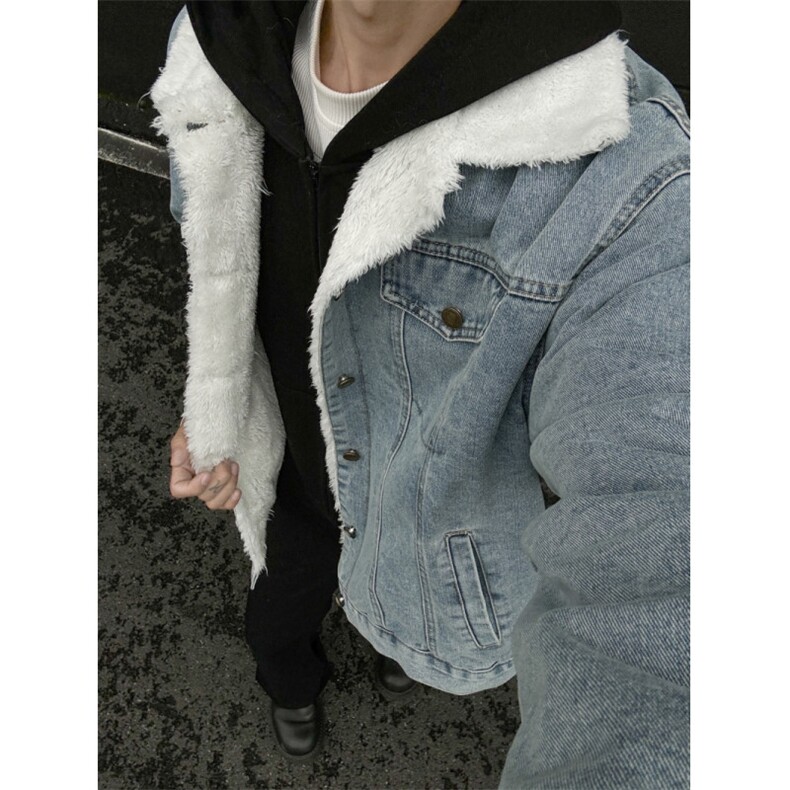 现货！奶fufu羊羔毛加棉牛仔外套1005-CHYWT03-P108，男装工装外套，星座1005