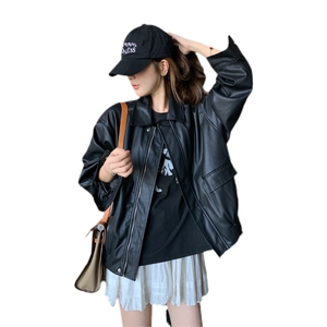 黑色复古皮衣外套女2024秋季新款设计感时尚高级辣妹机车夹克上衣图片