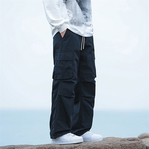工装裤男春季宽松直筒美式休闲防水户外登山冲锋裤-2403-P40杏色图片