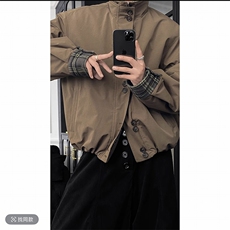 直播秋冬休闲格子拼接立领棉衣保暖棉服男M212-P158(网图），男装棉衣，电商B267