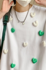 1港风运动情侣大码M-5XL嘻哈网红小爱心圆领短袖T恤DT7742P55控78，男装T恤，星座226-2