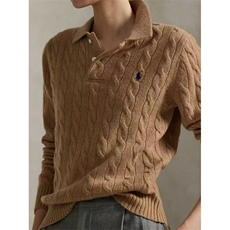 美式小马标刺绣羊毛混纺麻花Polo领毛衣秋冬新款针织衫NB48P65特，男装针织衫/毛衣，电商D256