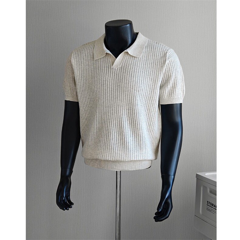 盗图新贵老钱风镂空冰丝亨利领针织短袖POLO衫E77155/P58控88，男装T恤，电商A243