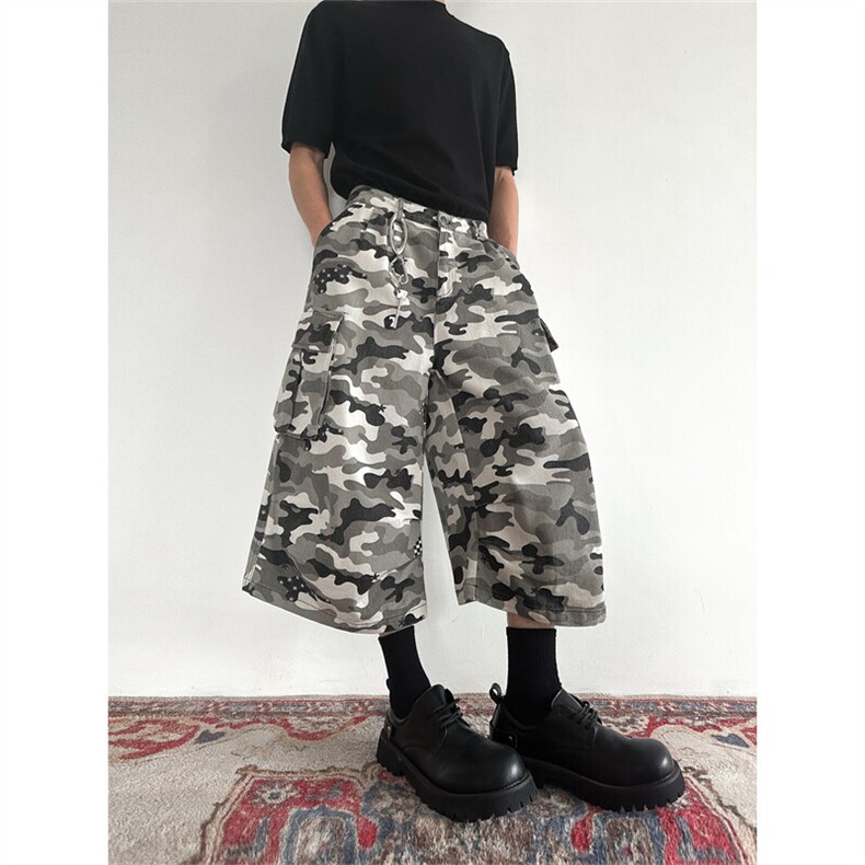 903-AK056-特P55【S-3XL】白迷彩七分短裤2,男装牛仔裤,星座903