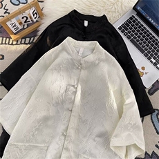 新中式汉服短袖衬衫男夏风唐装汉服宽松休闲半袖衬衣CY1110-P43，男装衬衫，星座412-2