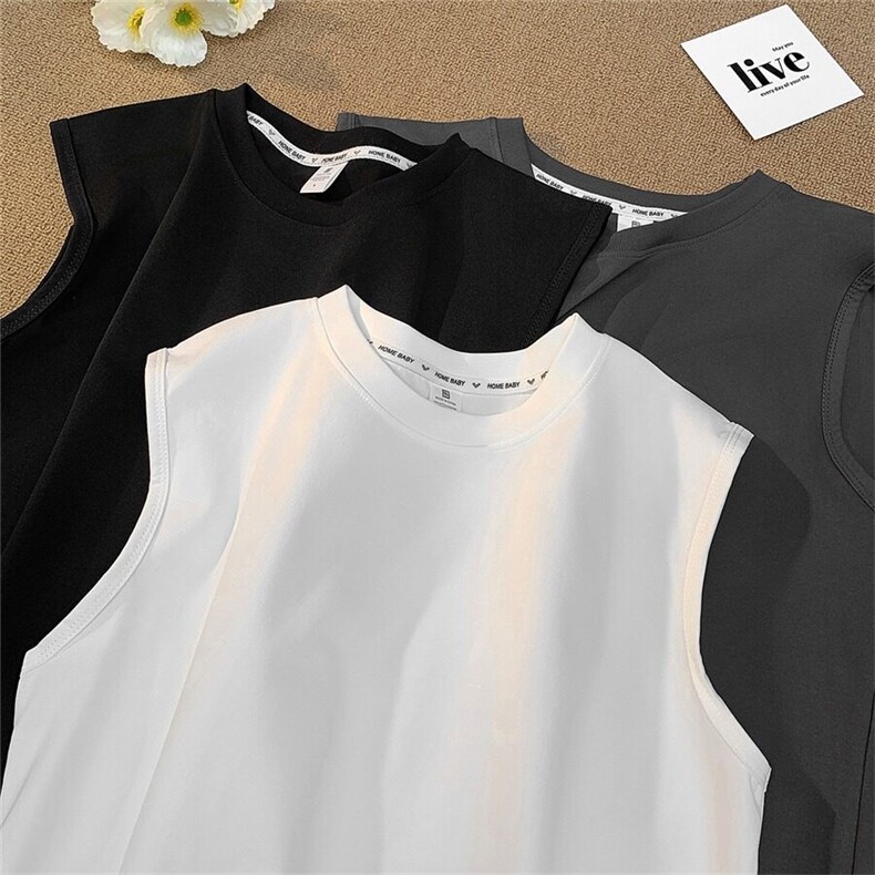 纯色无袖圆领背心T恤男款夏季运动宽松简约休闲坎肩篮球上衣潮牌，男装背心/马甲，星座1013