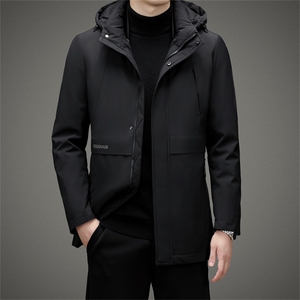V2360钱塘2020-3秋冬新款中年男士连帽羽绒服保暖休闲外套P275图片