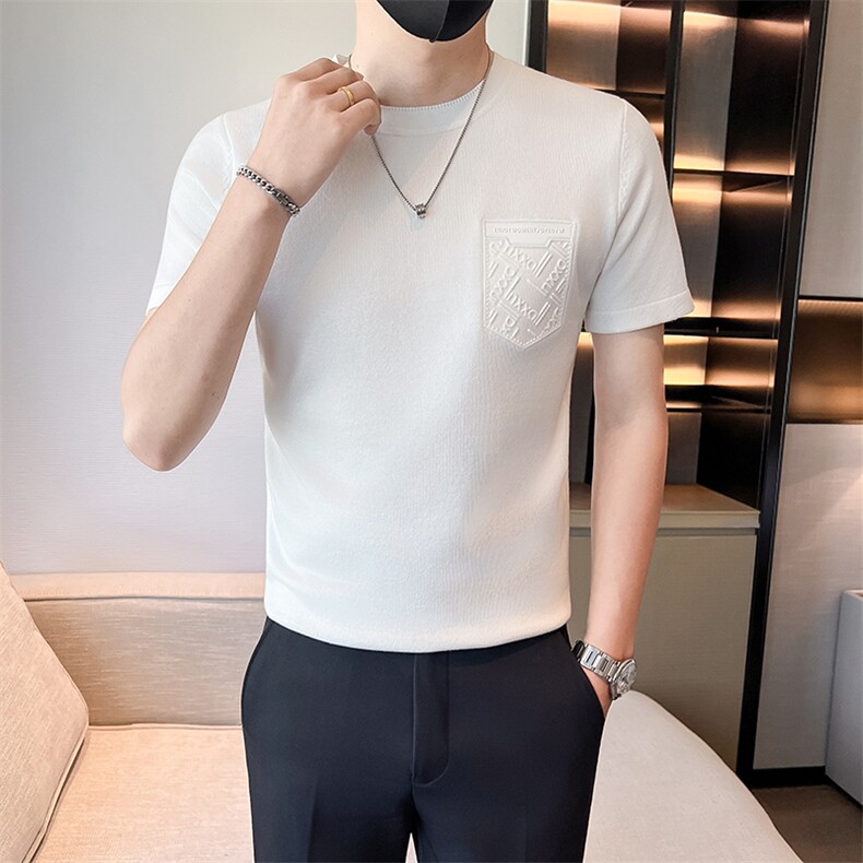 店主风秋冬男士针织衫新款圆领套头短袖毛衣301A-1/M13/P55控75,男装T恤,星座301A-1