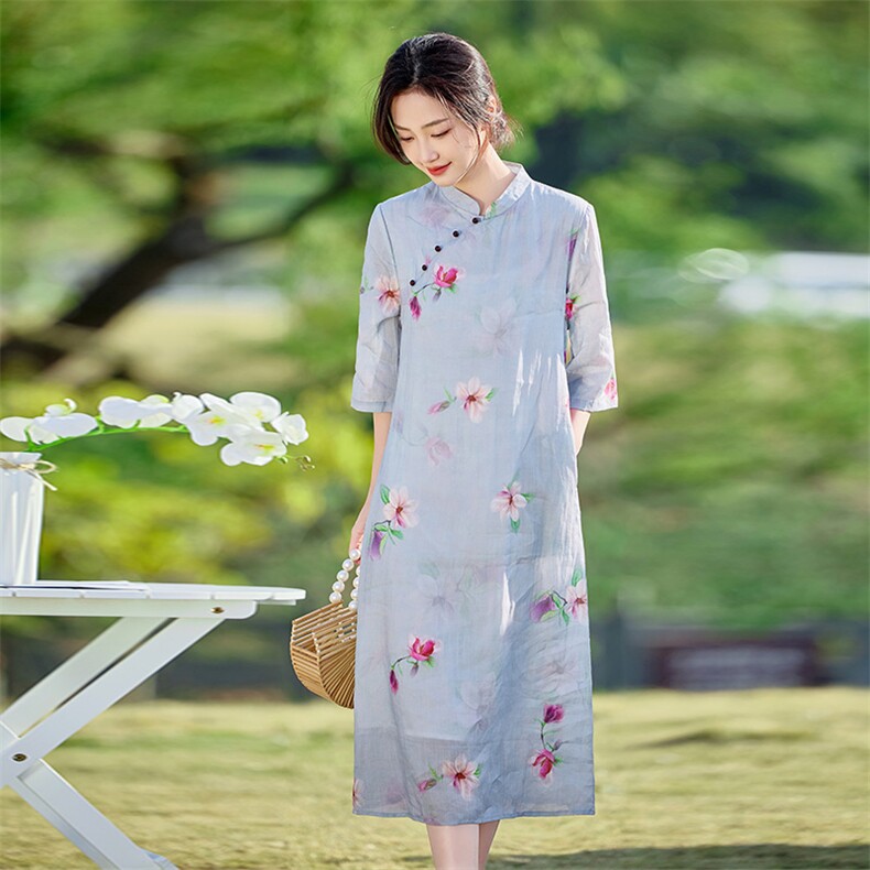 2026年夏季苎麻文艺/优雅旗袍,女装汉服/婚纱/旗袍/礼服,江南依恋