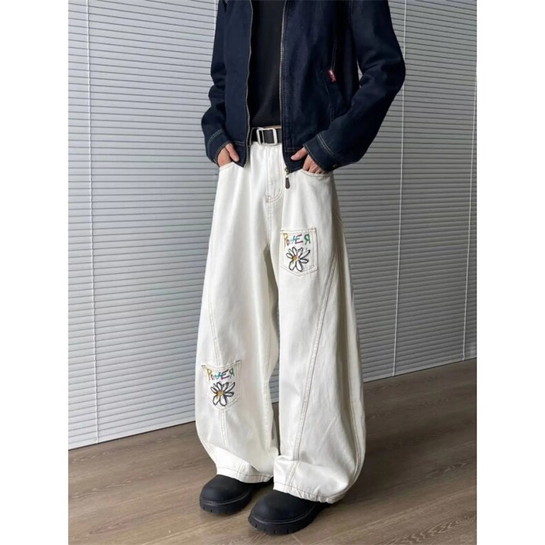【现货】牛仔裤花花休闲宽松弯刀裤P53YW830,男装牛仔裤,星座1112-1