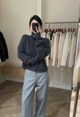 春秋韩版女套头高领短款宽松百搭打底衫毛衣，女装羊毛衫，圣旺供货