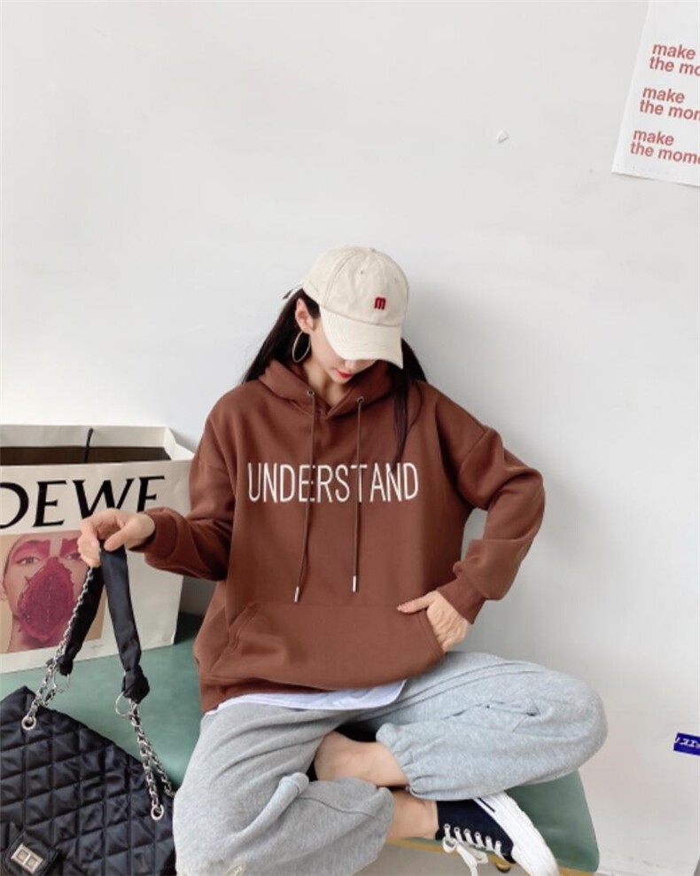 现货冬款韩版休闲时尚加绒卫衣，女装卫衣/绒衫，泽妤