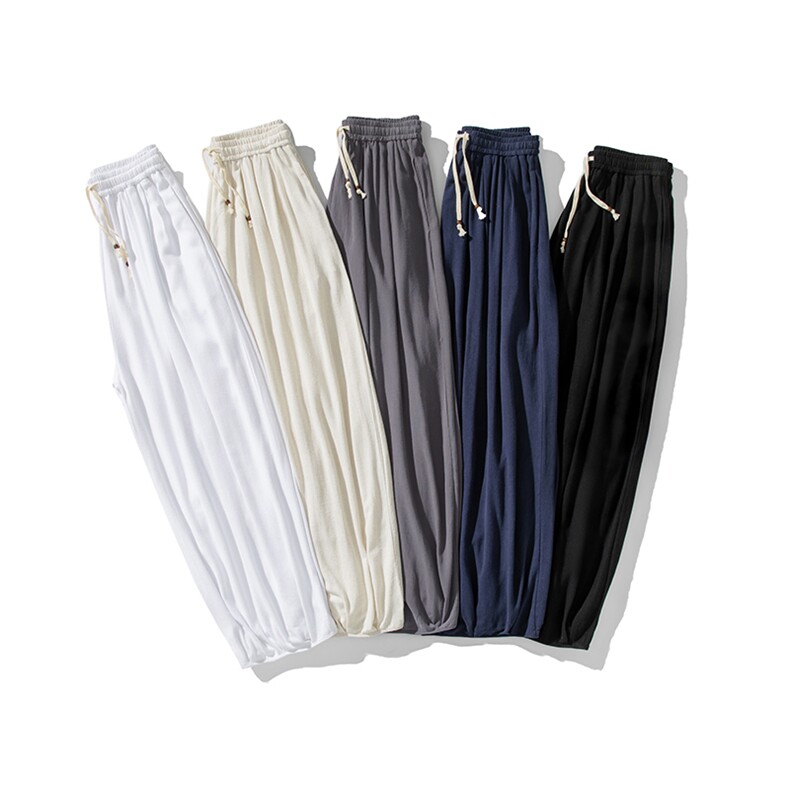白底平铺夏季大码日系风亚麻休闲裤宽松直筒阔腿裤K303/P75,男装休闲裤,钱塘713