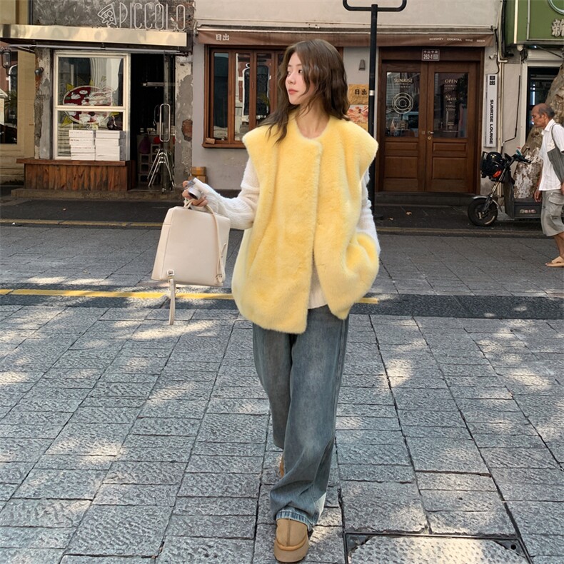 糖果色多巴胺水貂绒仿皮草外套女冬皮毛一体2C353--710#P170K258,女装短外套,2C353