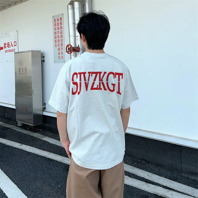 万针全刺绣解构设计260克重磅双纱纯棉高品质美式高街短袖T恤特35,男装T恤,电商A486