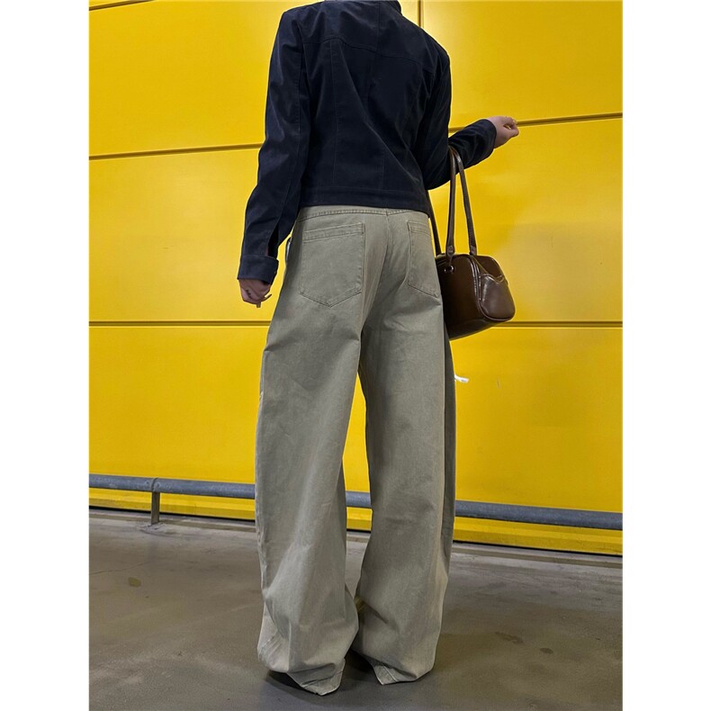 辣妹设计感印花弯刀工装牛仔裤女宽松休闲阔腿拖地长裤子NZK1028,男装牛仔裤,星座516A