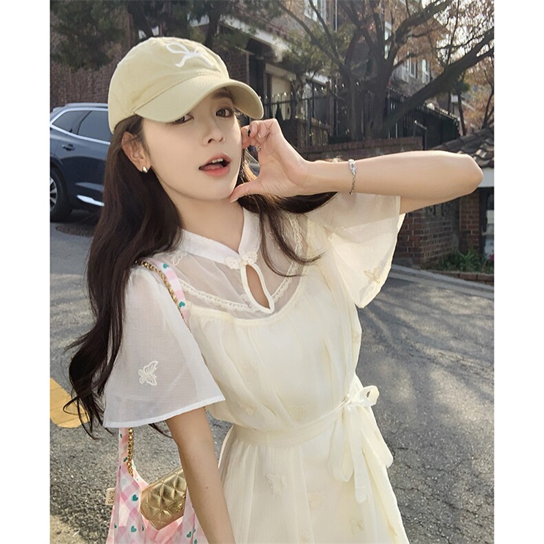 【新款现货】米色立体刺绣重工连衣裙088-6628 P115 K168图片
