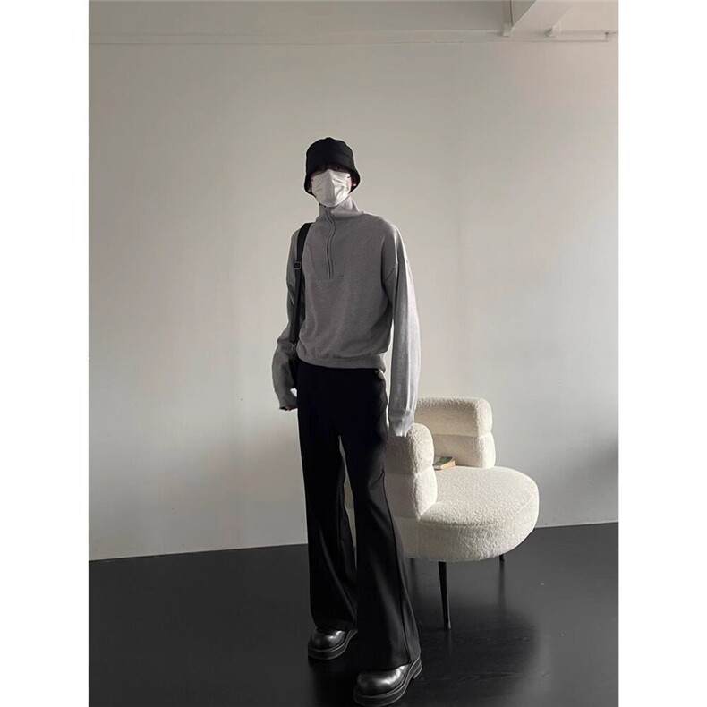 【有货】DK349-批38微喇西裤男装春秋宽松垂坠感高级黑色痞帅裤子,男装西裤,星座603-2