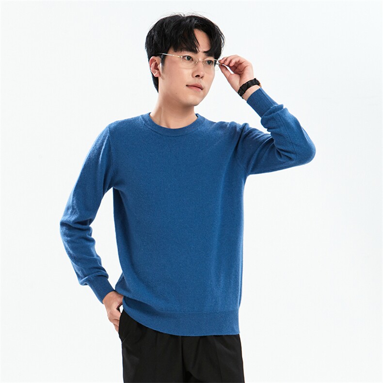 2024年秋季圆领纯色长袖羊毛时尚都市套头针织衫，男装羊毛衫，牧绒家园高端店