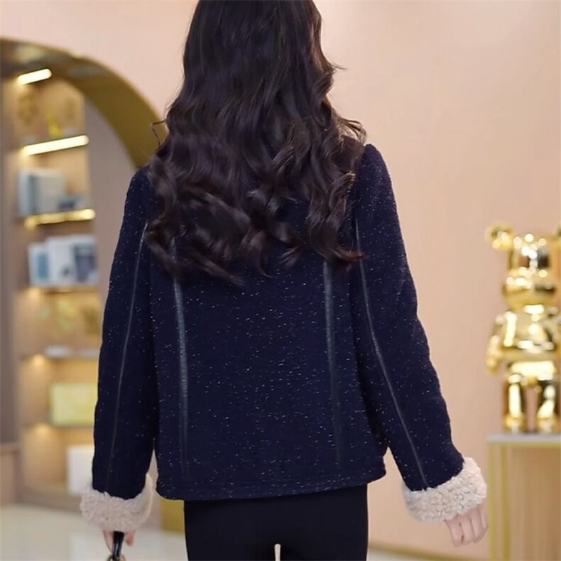 【大货已出】加绒加厚保暖修身显瘦上衣女时尚小香风短款外套女,女装皮草,韩蔻秀