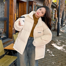 黑色棉服女冬2025新款韩系小个子情侣休闲百搭加厚立领面包服，男装棉衣，星座1210-1