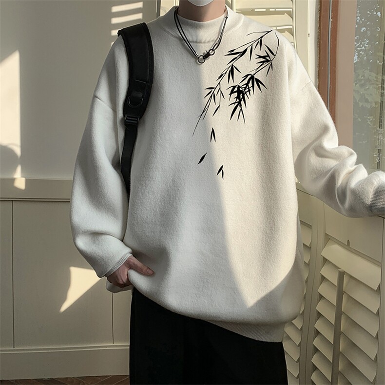 半高领毛衣男大码胖子针织衫毛线衣M18382-P45加绒款-P65，男装针织衫/毛衣，电商A040