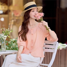 2025夏装新款刺绣小衫上衣，女装衬衫，慕依路