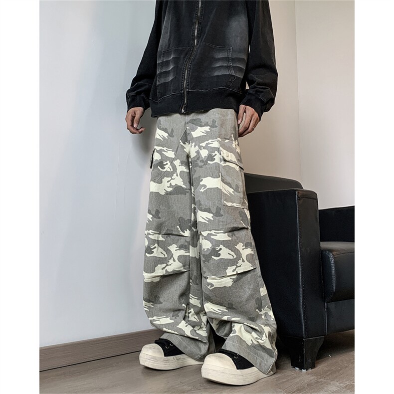 美式休闲cleanfit迷彩口袋工装裤男女阔腿宽松阔腿长裤B00133-p63,男装工装外套,星座1008