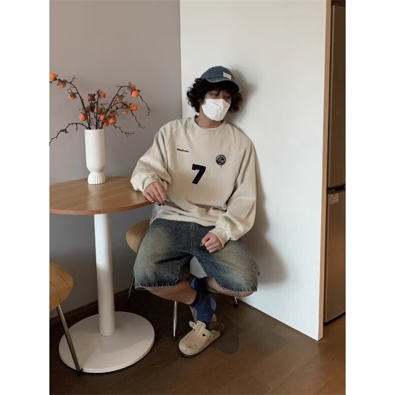 脏染运动球服卫衣男插肩长袖t恤工装休闲棒球上衣潮WY51P47,男装T恤,星座1013-5