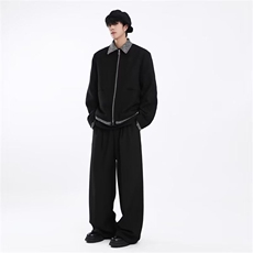 秋冬季新款潮高级感简约翻领拼接色休闲短款夹克外套男HH7644P75，男装夹克，星座1013-5