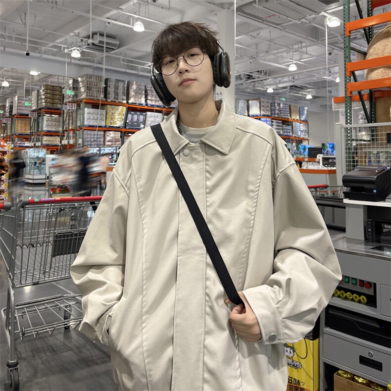 抖音直播！pu皮衣机车服宽松夹克男 CP40-特p65 控价：118图片