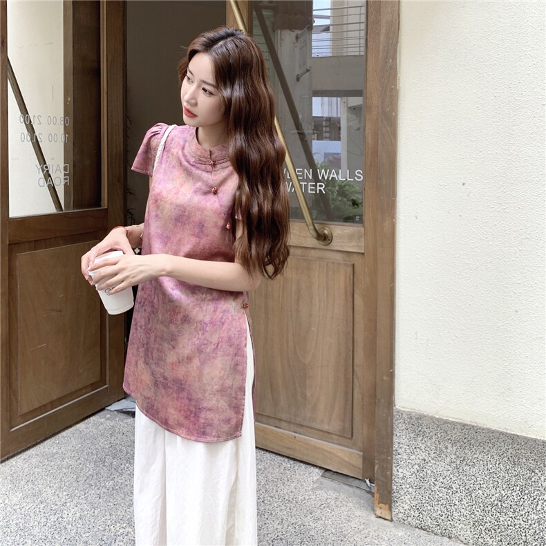 夏季阔腿裤新中式短袖衫时尚两件套女,女装套装/套裙,浙宝069