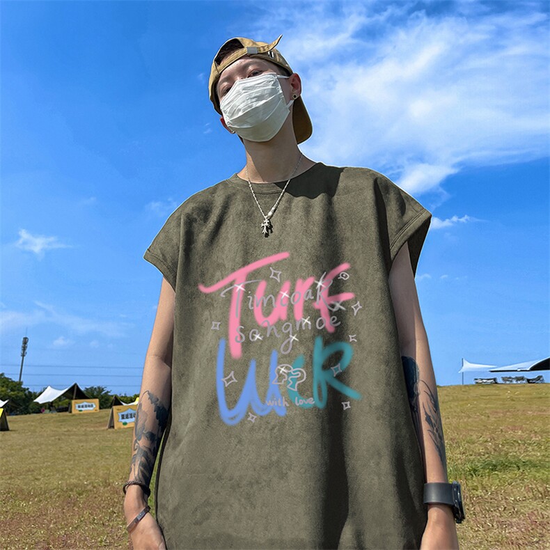 量大优供视频得物直播品230克夏季麂皮绒背心无袖T恤BJ355，男装背心/马甲，电商A486