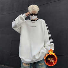 抖音得物供货提供视频秋冬重磅美式宽松织带圆领卫衣0308，男装卫衣，电商A486