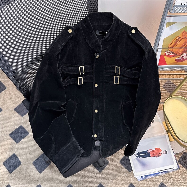 美式复古cleanfit拼接设计仿麂皮夹克男女机车短宽外套W6871-P75,男装夹克,星座412-3