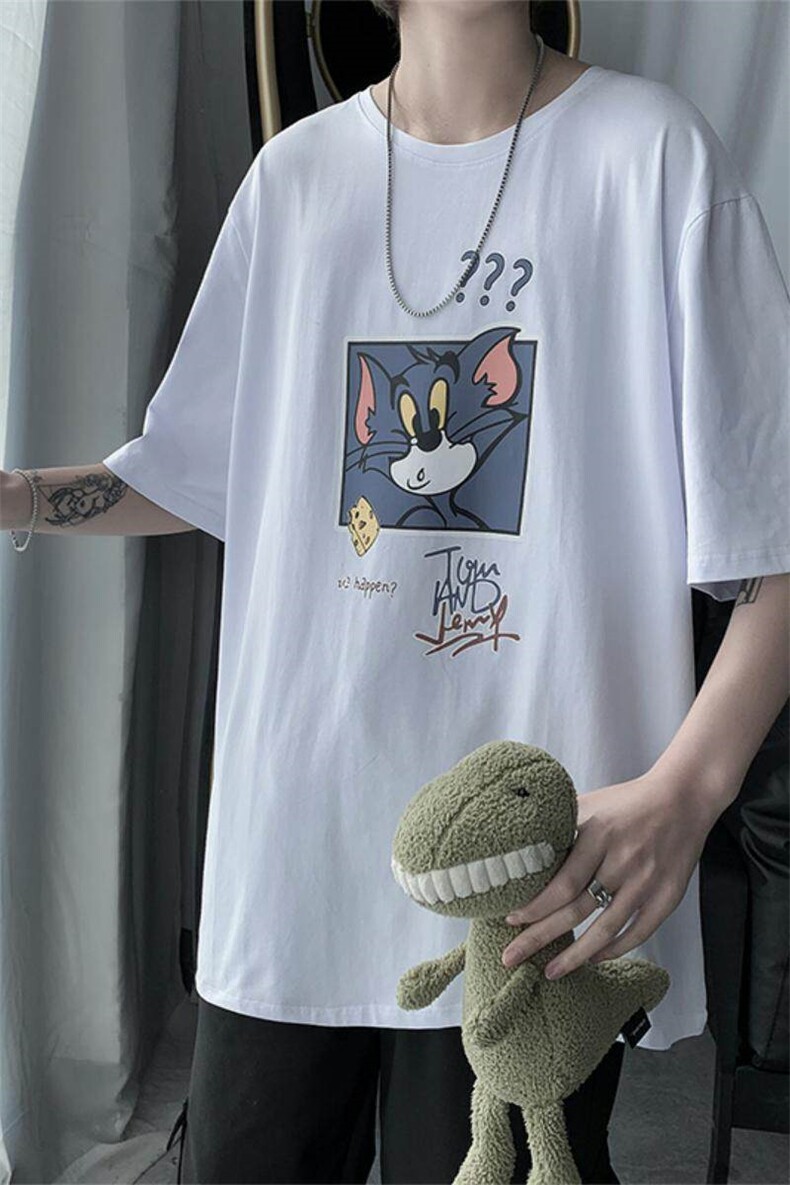 TX02-P25夏季男生宽松oversize短袖男潮牌潮流百搭纯棉青少年,男装T恤,电商D310B